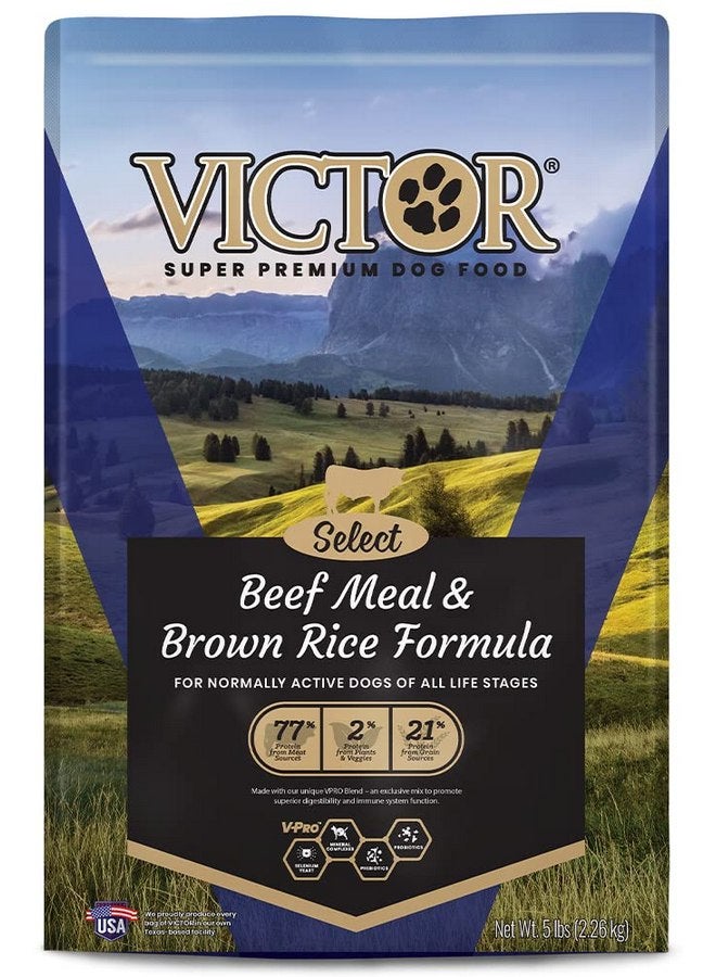 فيكتور طعام كلاب فيكتور سوبر بريميوم - سيليكت - وجبة لحم بقري وأرز بني - طعام جاف خالي من الجلوتين للكلاب النشطة بشكل طبيعي في جميع مراحل الحياة، 5 أرطال - Image 1