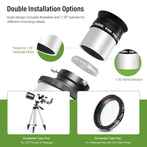 Astromania Telescope Eyepiece 6mm Plossl, 1.25 Inch Telescope Accessory Eyepiece Fully Multi Coated 4-Element Plossl Design, Metal 50 Degree Apparent Field of View for Astronomy Telescopes & Filters - Image 5