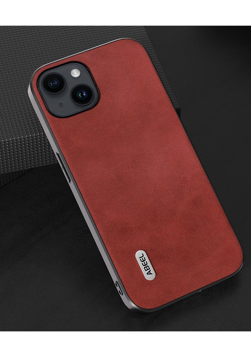 GULFLINK PU Leather Case Slim Luxury Business Non-Slip Grip Rugged Shockproof Full Body Protective Case for iPhone 15 Red - Image 1