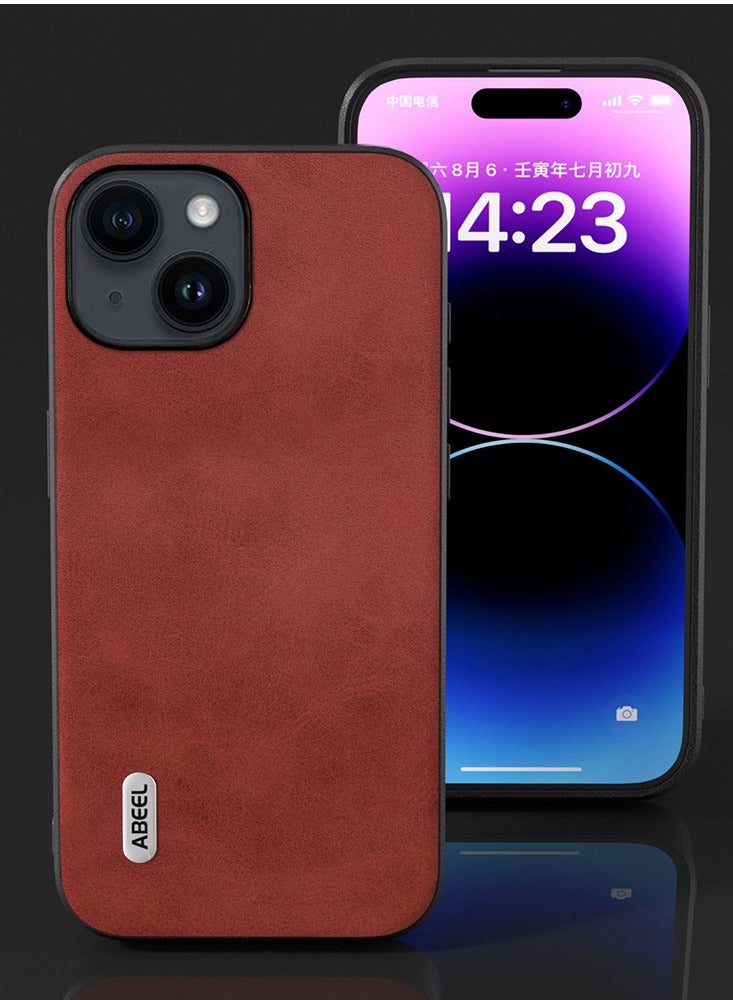GULFLINK PU Leather Case Slim Luxury Business Non-Slip Grip Rugged Shockproof Full Body Protective Case for iPhone 15 Red - Image 2