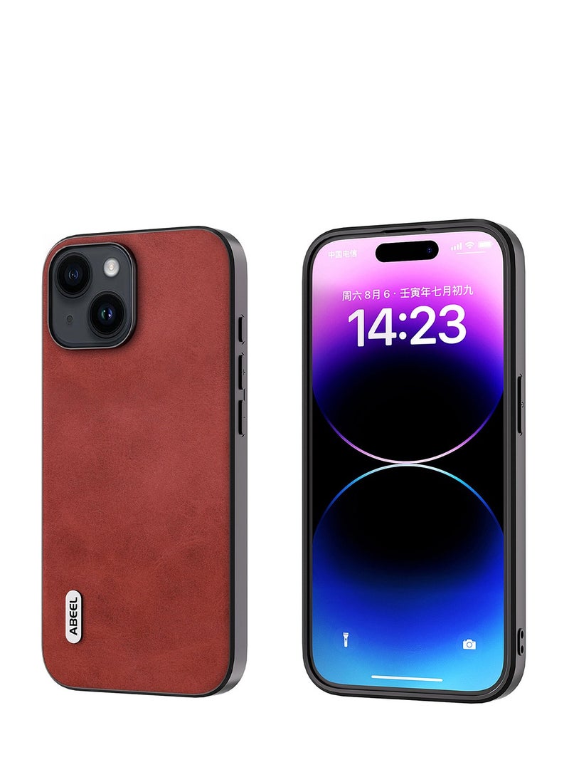 GULFLINK PU Leather Case Slim Luxury Business Non-Slip Grip Rugged Shockproof Full Body Protective Case for iPhone 15 Red - Image 3