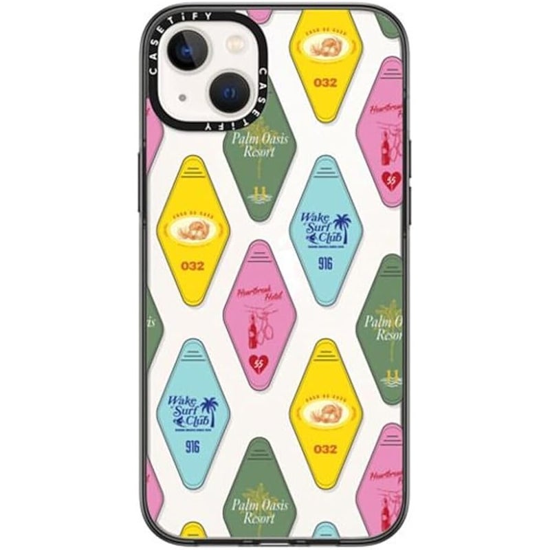 Casetify Compact iPhone 14 Plus Case 【Lightweight / 4 ft. 2X Military Grade Drop Protection/Slim】 - Resort Keys - Clear Black