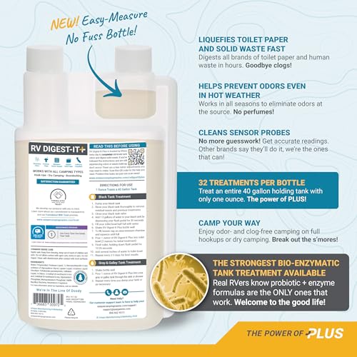 Unique RV Digest-It Ultra RV Toilet Treatment, 32 Uses, Super Concentrated - Eliminates Smells and Liquifies Waste, Easy-Measure Extra-Strength Preventive Bio-Enzymatic Holding Tank Treatment (32 oz) - Image 4
