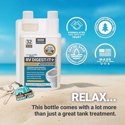 Unique RV Digest-It Ultra RV Toilet Treatment, 32 Uses, Super Concentrated - Eliminates Smells and Liquifies Waste, Easy-Measure Extra-Strength Preventive Bio-Enzymatic Holding Tank Treatment (32 oz) - Image 5