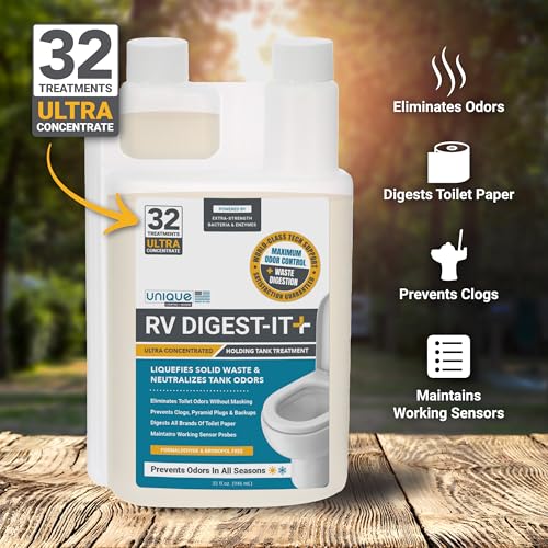 Unique RV Digest-It Ultra RV Toilet Treatment, 32 Uses, Super Concentrated - Eliminates Smells and Liquifies Waste, Easy-Measure Extra-Strength Preventive Bio-Enzymatic Holding Tank Treatment (32 oz) - Image 2