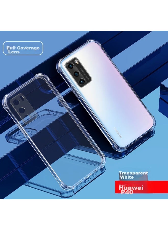 kelleia Kalai'ao غطاء هاتف Huawei P40، غطاء واقي Huawei P40، حماية كاملة مضادة للصدمات مع وسادة هوائية من TPU، غطاء ناعم/غطاء واقي، شفاف، 6.1 بوصة - Image 1