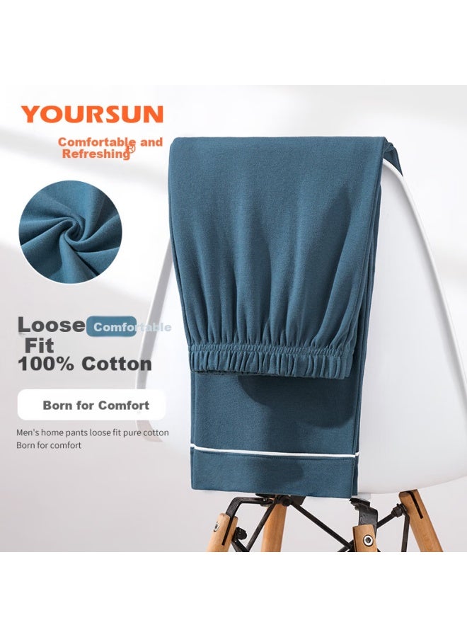 Your Sun Comfortable And Cool 100% Cotton Men's Pajamas Men's Sleep Pants Loose Autumn And Winter Wide-leg Long Pants Home Wear Pants - Image 1