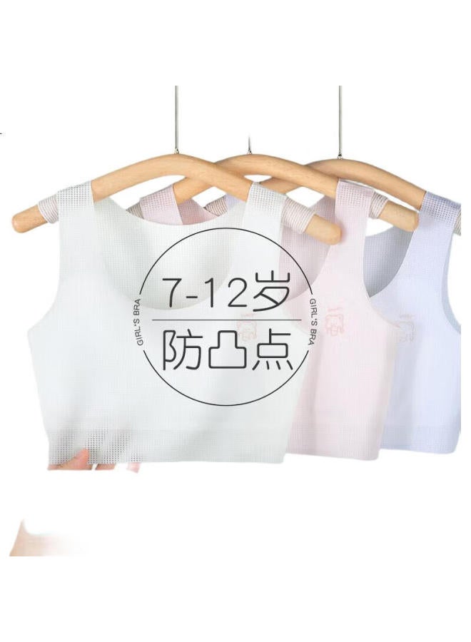 (Gujin) 2-Pack Girls' Underwear Developmental Period 9-12 Years Thin Seamless Teenage Bra Elementary School Student Big Child Sports Vest