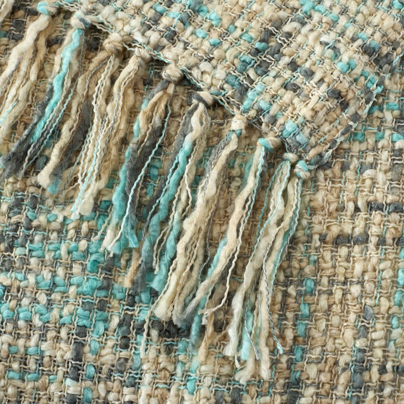 GINAMUSE Multi-Color Blue Grey Cable Woven Throw Blanket for Couch,50"X60" Boho Style Textured Blankets for Home Decor,Super Soft Warm Cozy Chunky Blanket with Decorative Tassels for Bed - Image 4