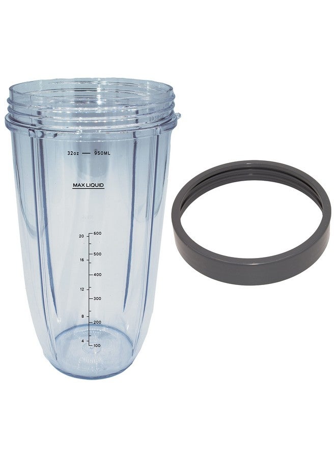 BLENDIN Replacement 32 Ounce Extra Large Cup Jar With Comfort Lip Ring Compatible With Nutribullet 600W 900W Nb 101B Nb 101S Nb 201 Nbr 0601 Nbr 1201 Nb9 1301 900 Pro Series Blenders  - Image 3