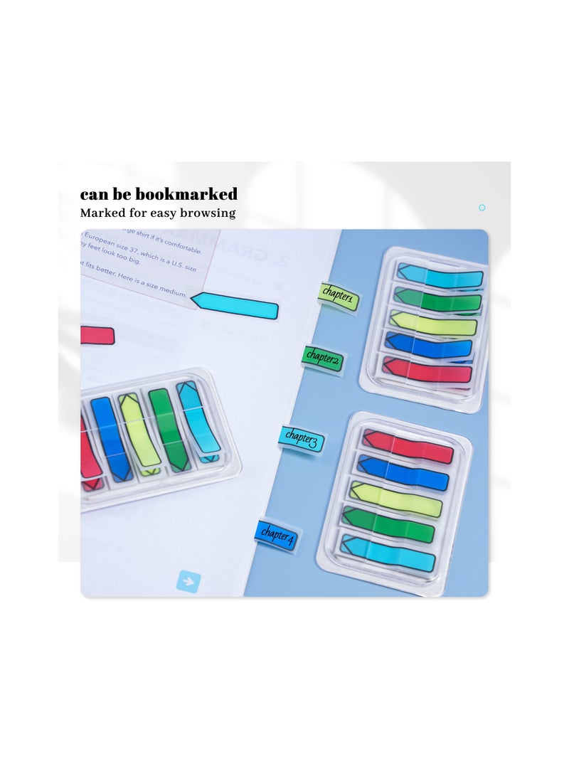 SYOSI Page Markers Colored Sticky Tabs, Transparent Sticky Notes, Page Markers, Book Tabs, Fluorescent Index Tab Stickers for Notebooks, Arrow Flag Tabs Self Adhesive, Pop-up Page Flags(6 Pack) - Image 3