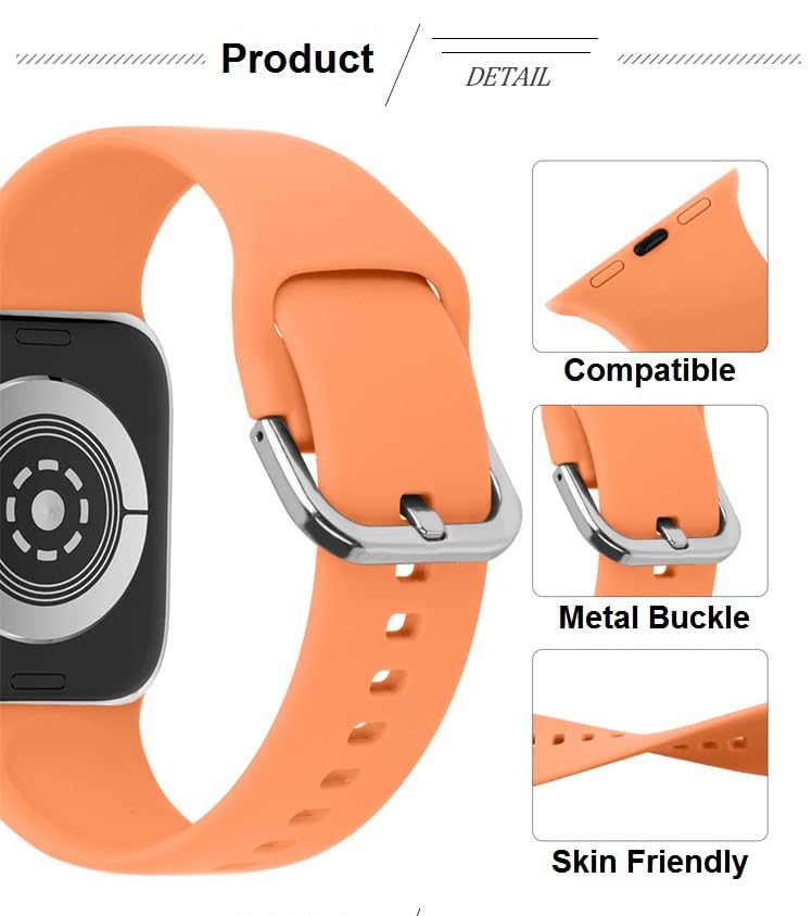 Printme Sport Band Compatible with Apple Watch Bands 49mm 45mm 44mm 42mm, Soft Silicon Belt Replacement Strap with Classic Clasp for iWatch Series 9 Ultra SE 8 7 6 5 4 3 2 for Women Men (Black) - Image 4