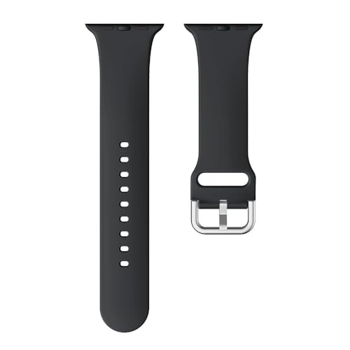 Printme Sport Band Compatible with Apple Watch Bands 49mm 45mm 44mm 42mm, Soft Silicon Belt Replacement Strap with Classic Clasp for iWatch Series 9 Ultra SE 8 7 6 5 4 3 2 for Women Men (Black) - Image 2