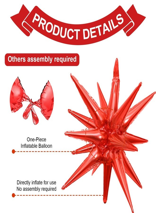 Vibzox Blue Red Star Balloons, 22 Inch Foil Explosion Star Balloons, Large Spike Balloons Star Cone Balloons, for Birthday Graduation 4th of July, Independence Day USA Patriotic Party Decorations - Image 3