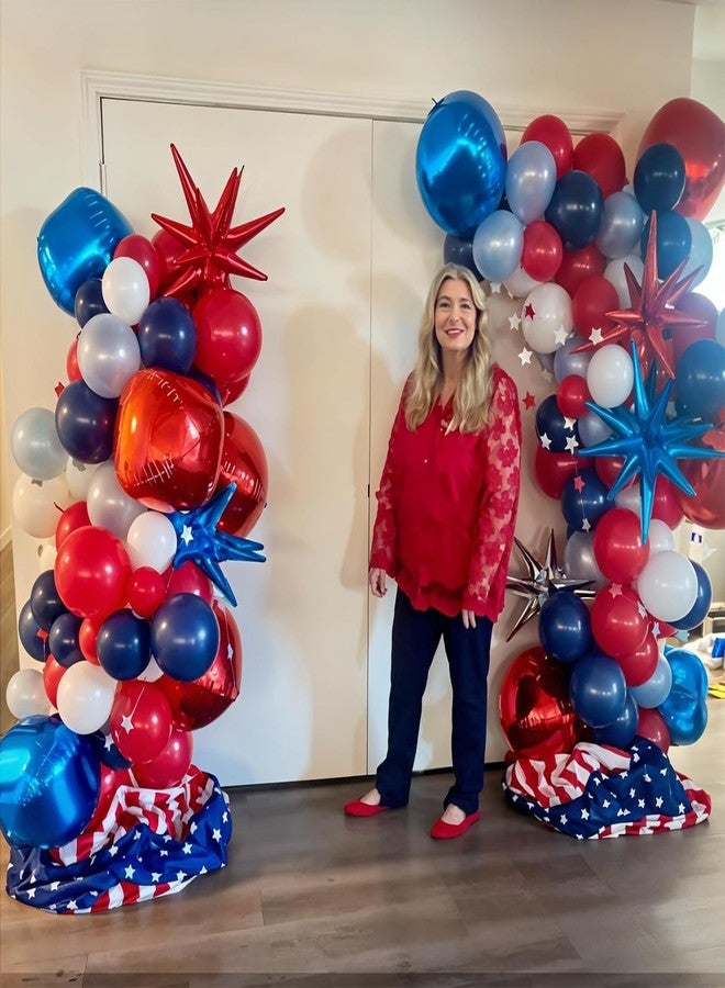 Vibzox Blue Red Star Balloons, 22 Inch Foil Explosion Star Balloons, Large Spike Balloons Star Cone Balloons, for Birthday Graduation 4th of July, Independence Day USA Patriotic Party Decorations - Image 4