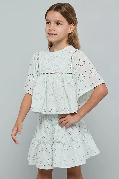 R&B Schiffli Top & Shorts Set
