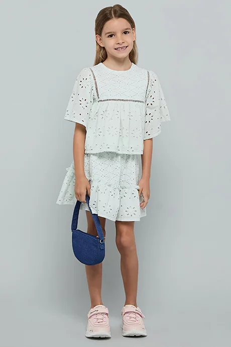 R&B Schiffli Top & Shorts Set