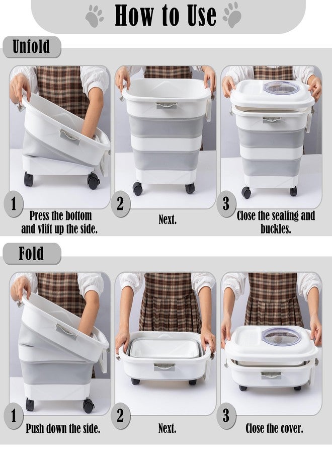 MALLMALL6 Dog Food Storage Container, Collapsible Pet Food Container with Spinner Wheels Scoop and Measuring Cup, Airtight Multifunctional Food Storage Container for Rice Dog Cat Pet Kitchen Dry Food - Image 5