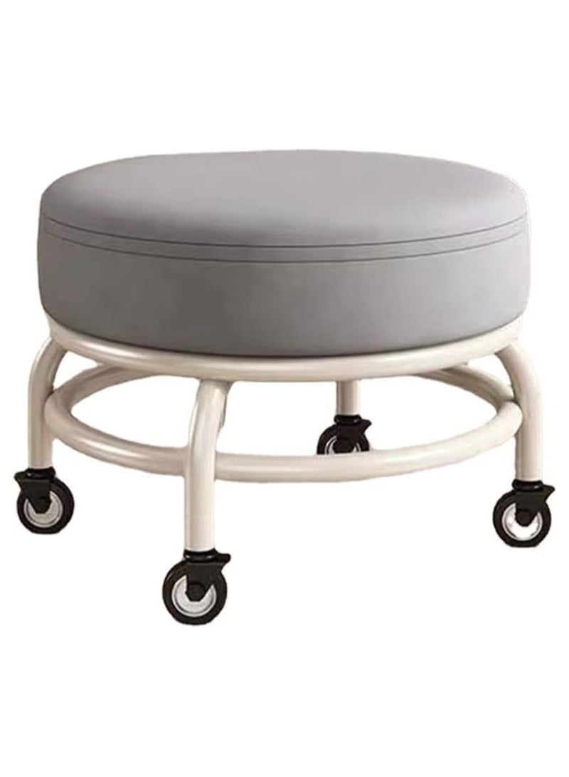 DubaiGallery Rolling Stool with 360° Silent Rubber Wheels and PU Leather Seat for Garage Home Garden Office Shop and Fitness Stable and Comfortable - Image 3