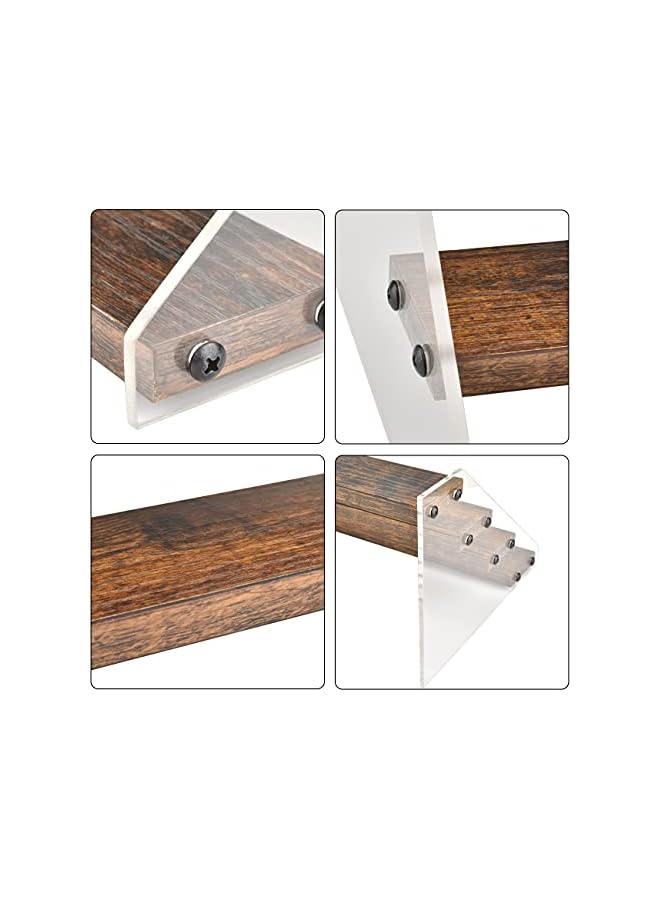 The Bros Wood Display Stand, 4 Tier Clear Acrylic Display Shelf Riser Organizer for Vendors, Pop Figures, Cupcakes, Collectibles Storage, Rustic Brown and Black - Image 5