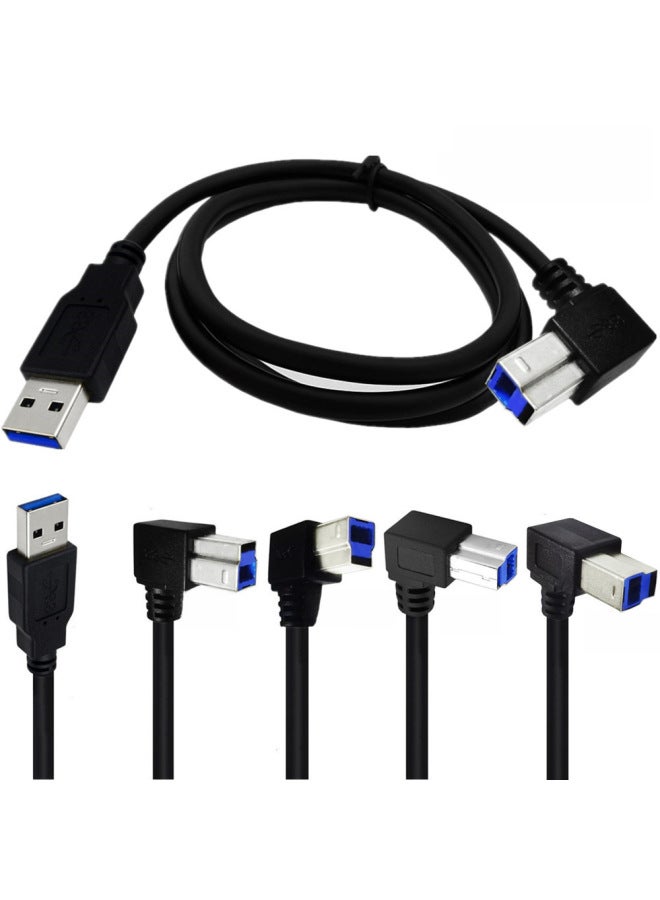 USB3.0A عالي السرعة ذكر إلى B ذكر 90 درجة انحناء لكابل الماسح الضوئي لشاشة الطابعة - اللون: طول خط الانحناء لأعلى: 50 سم - Image 2