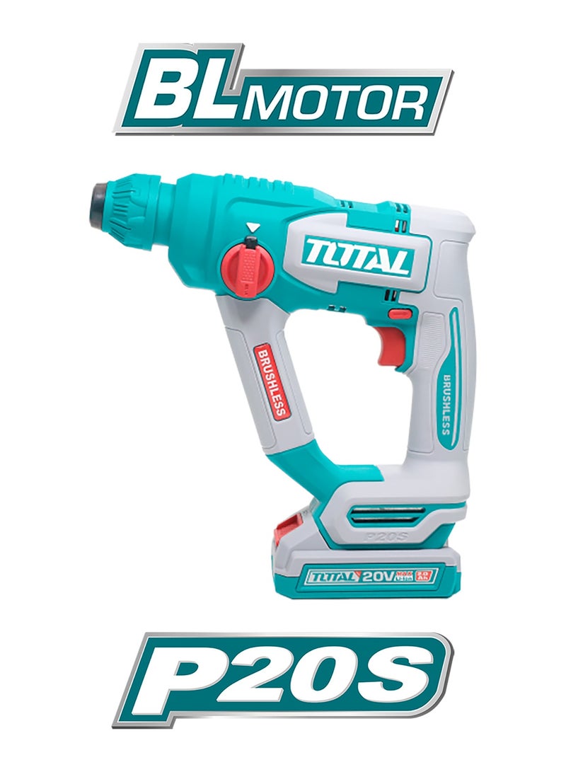 توتال مطرقة دوارة لاسلكية بدون فرشات توتال 20 فولت (1.8 جول) - مثقاب خرسانة SDS Plus بسعة 18 مم، 5100 ضربة في الدقيقة، بطارية 2.0 أمبير/ساعة، شاحن و3 رؤوس مثقاب - TRHLI201881 - Image 4