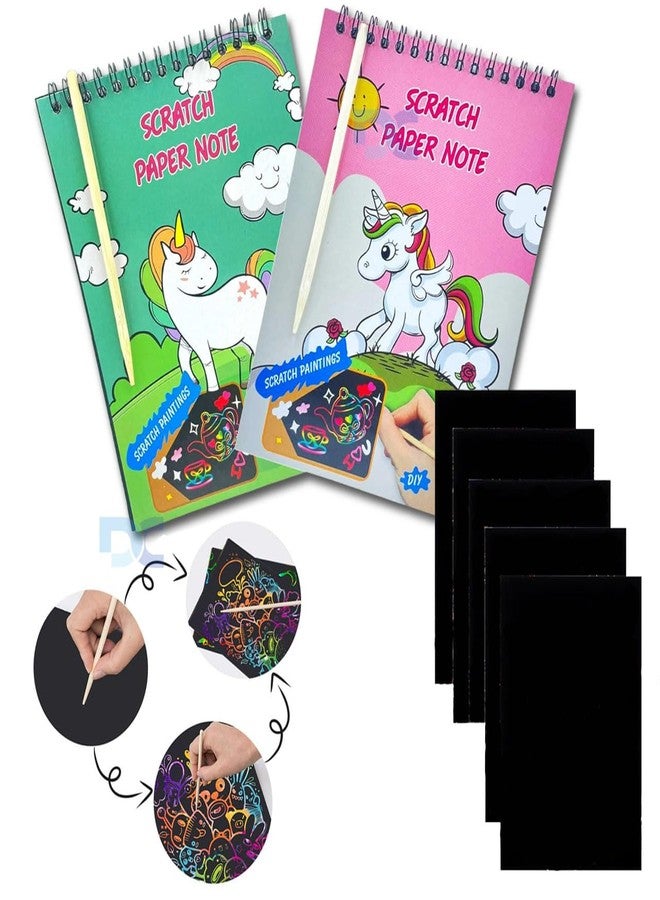 Daily Crafts مجموعة أدوات الرسم اليومية، ألعاب الرسم بالخدش بألوان قوس قزح، دفتران للرسم بالخدش مناسبان للأطفال من عمر 4 إلى 10 سنوات (بنات وأولاد)، ألعاب تعليمية للأطفال من عمر 4 إلى 10 سنوات، هدايا أعياد ميلاد - Image 1