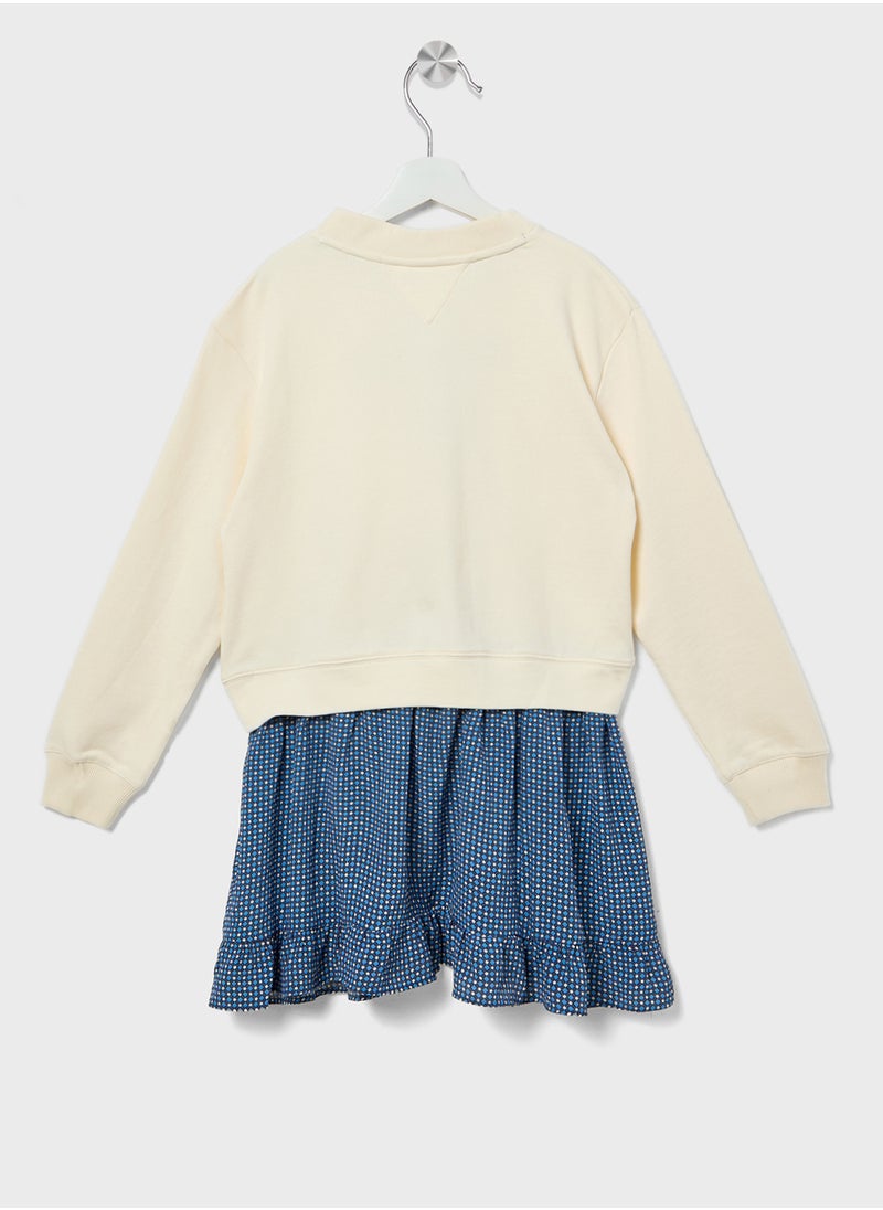 TOMMY HILFIGER Youth Floral Combi Mini Dress  - Image 2