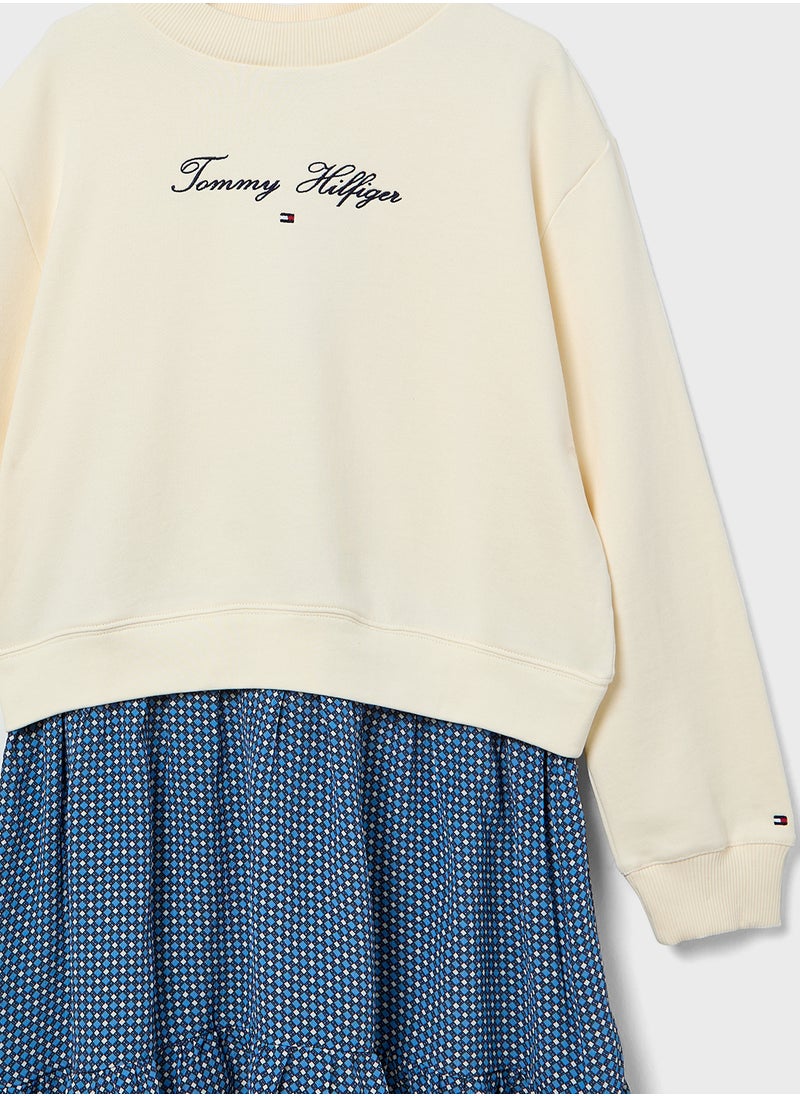 TOMMY HILFIGER Youth Floral Combi Mini Dress  - Image 3