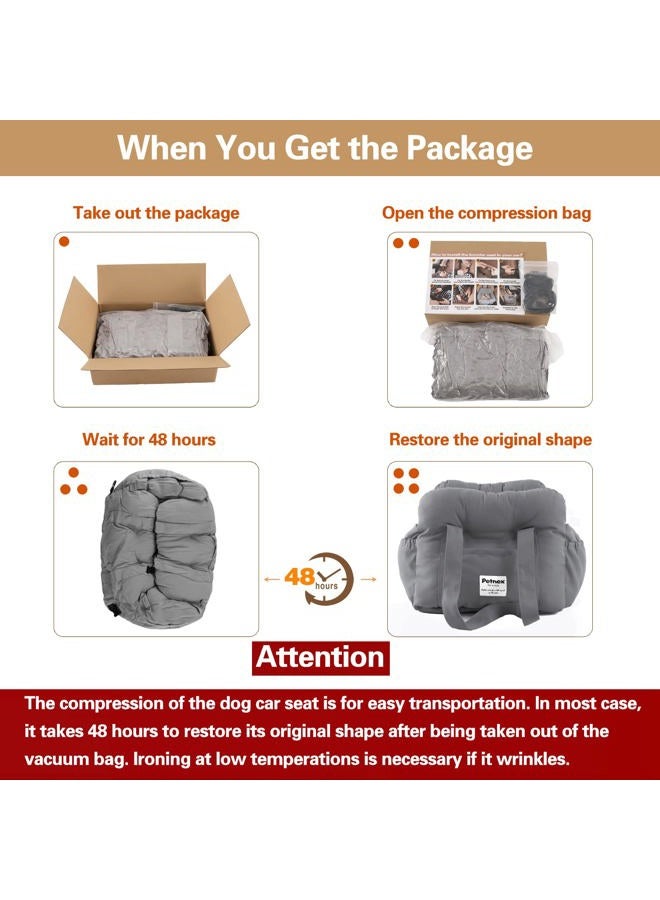 PETNEX Dog Car Seat for Small Dogs, Portable Puppy Car Seat of Easy Installation, Fashionable Pet Carrier Bag with Large Pockets, Machine Washable Dog Booster Seat (Striped Khaki) - Image 2