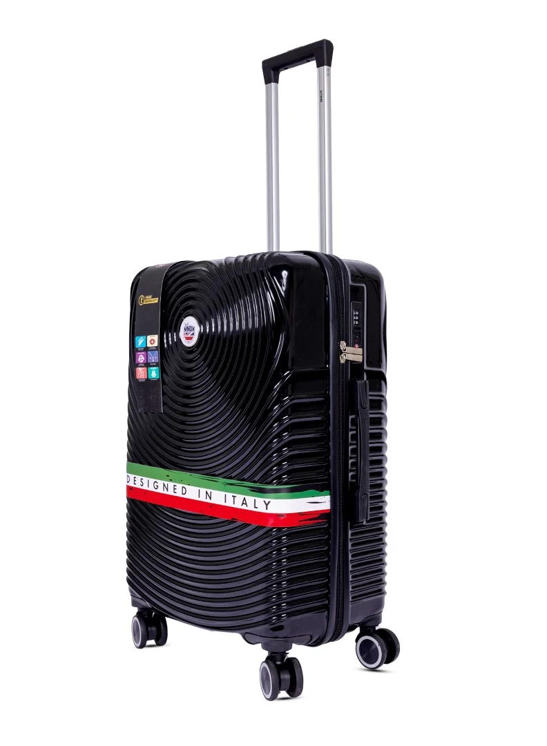 MNUK Cruise Checked Luggage | Hardside Soft Handle Trolley with TSA Lock |Double 360° 4 Wheeler| Large-28 Inch| Black