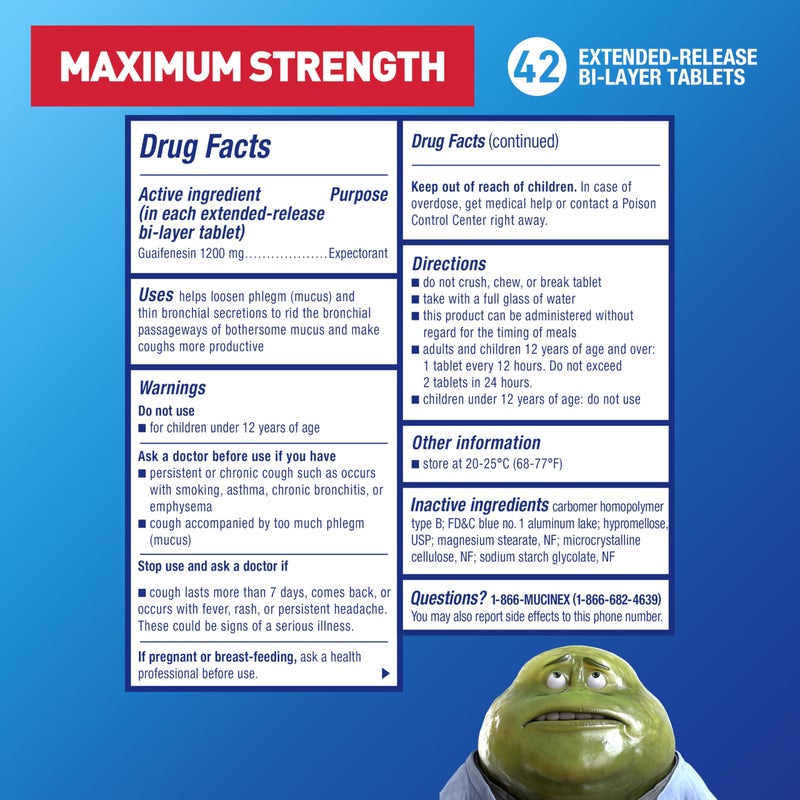 Mucinex 12 Hour Maximum Strength Extended-Release Tablets, 42 Tablets - Image 3