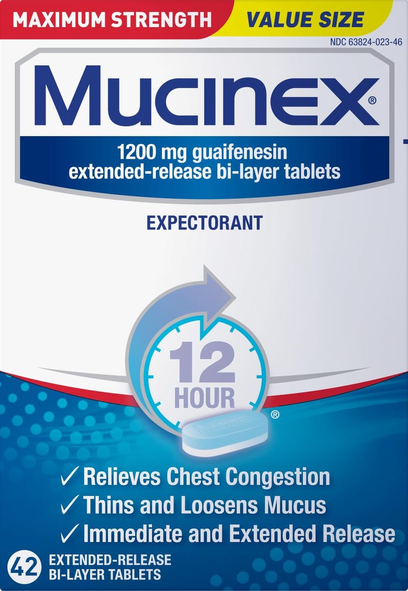 Mucinex 12 Hour Maximum Strength Extended-Release Tablets, 42 Tablets - Image 1