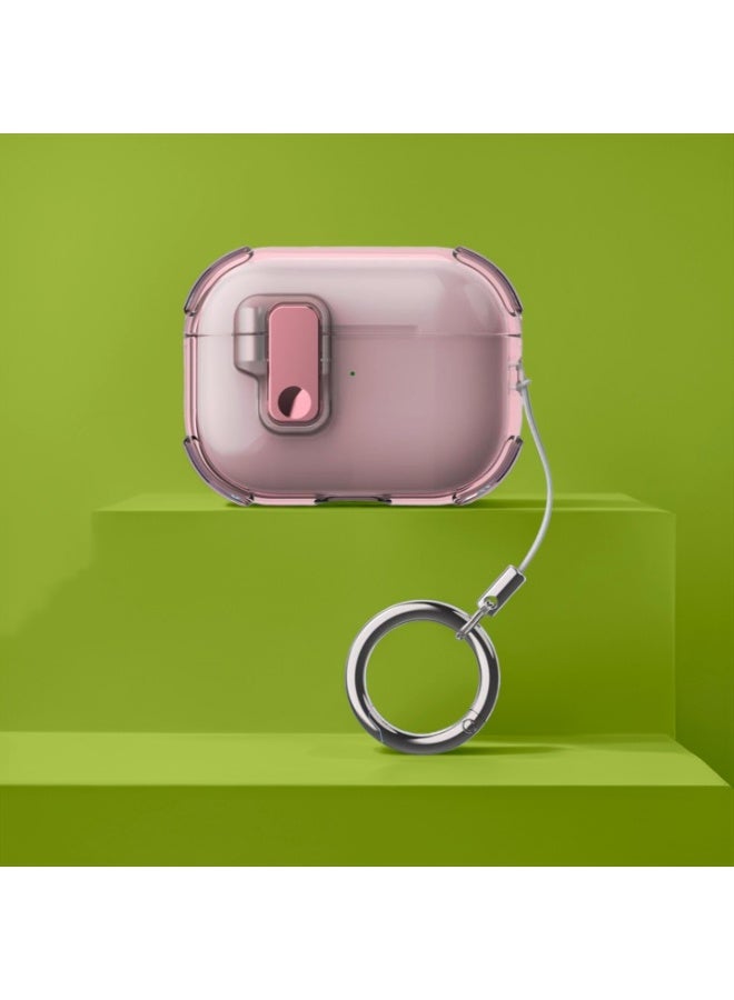 AirPods Pro 3(2025) Cover Case with Lock, Drop-proof and Shockproof Protective Case Cover with Keychain for Apple AirPods Pro 3 for Women Men, Pink - Image 1