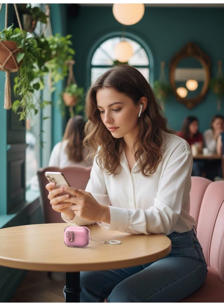 AirPods Pro 3(2025) Cover Case with Lock, Drop-proof and Shockproof Protective Case Cover with Keychain for Apple AirPods Pro 3 for Women Men, Pink - Image 5