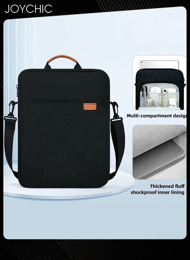 Joychic حقيبة حمل لوحي أكسفورد مقاومة للماء للأعمال، منظم ملحقات إلكترونية مقاوم للاهتراء مع جيوب يناسب 13 بوصة للرجال والنساء للمدرسة والمكتب والعمل - أسود - Image 1