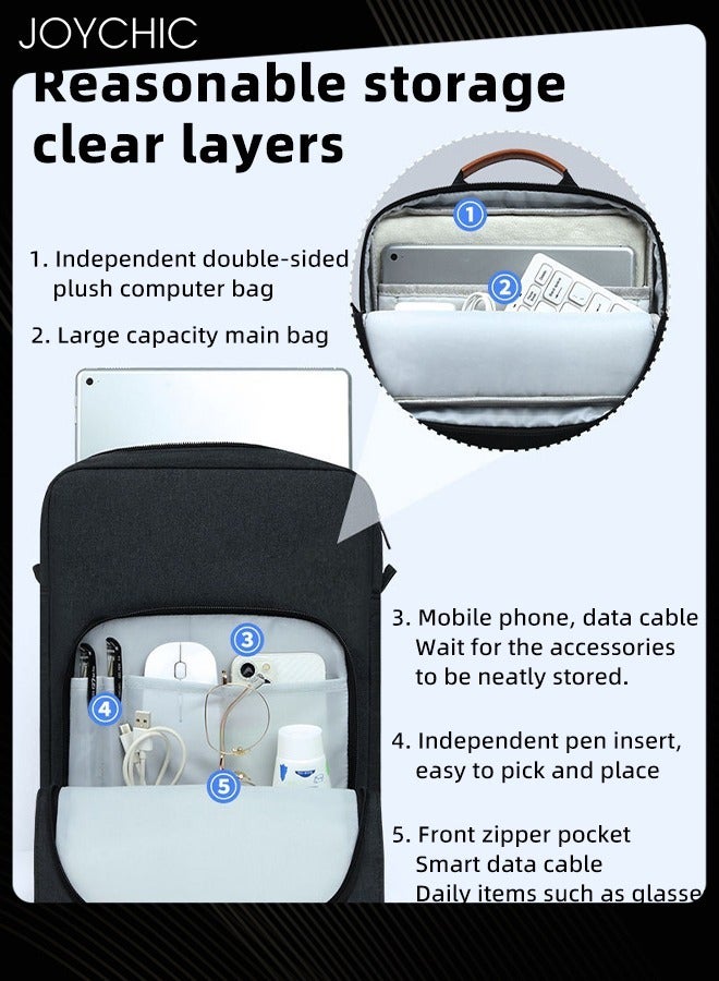 Joychic حقيبة حمل لوحي أكسفورد مقاومة للماء للأعمال، منظم ملحقات إلكترونية مقاوم للاهتراء مع جيوب يناسب 13 بوصة للرجال والنساء للمدرسة والمكتب والعمل - أسود - Image 3