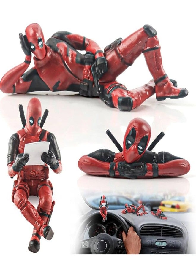 AUTO MT Dead Pool Action Figure PVC Model Movable Joint for Office Desk, Home Decor, Unique Decoration Action Figure for Car Interiors 3 Pieces - Image 1