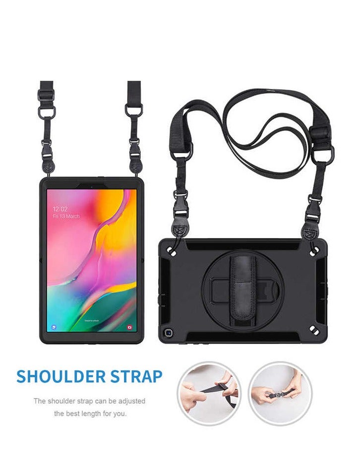 Compatible with Samsung Tab A 10.1Inch 2019 T510/T515 Shockproof case with 360 degree rotatable stand hand strap - Image 1