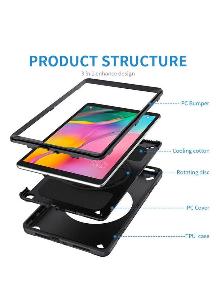 Compatible with Samsung Tab A 10.1Inch 2019 T510/T515 Shockproof case with 360 degree rotatable stand hand strap - Image 3