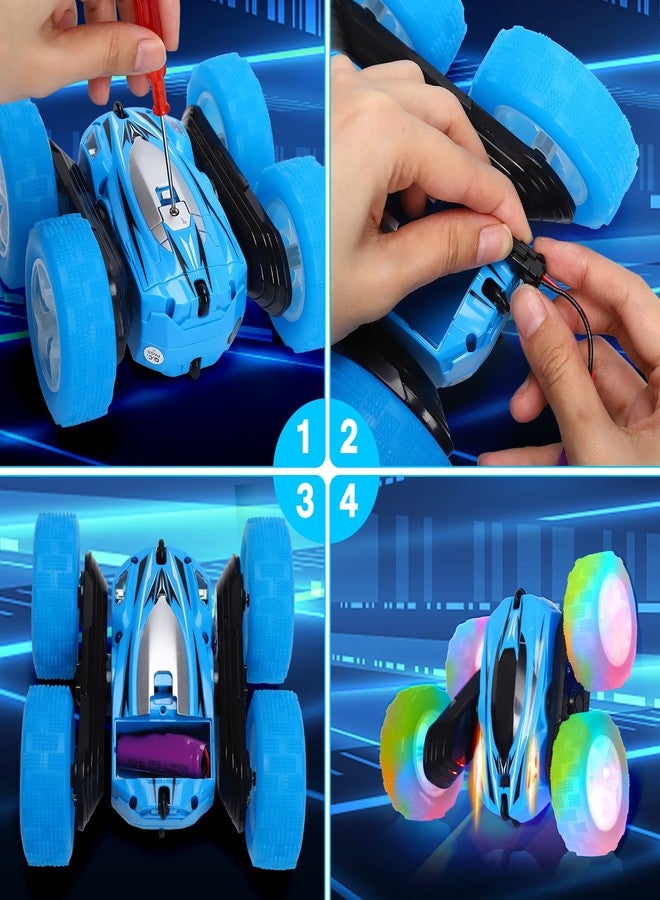 FunsLane 2 Pack Remote Control Car Toys for Kids, RC Stunt Cars with Wheel Lights, 2.4GHz Drift High Speed 4WD Off Road Double Sided 360° Rotating Cars, for Boys Girls - Image 4
