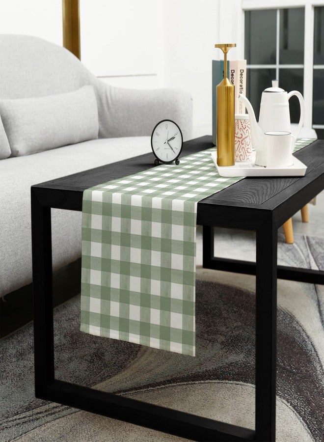 Ldtrchee Sage Green Buffalo Plaid Table Runner 72 Inches, Farmhouse Green White Checkered Bed Runner Dresser Scarves Tabletop for Indoor Outdoor Parties/Ceremony/Banquet, 13" x 72" - Image 5