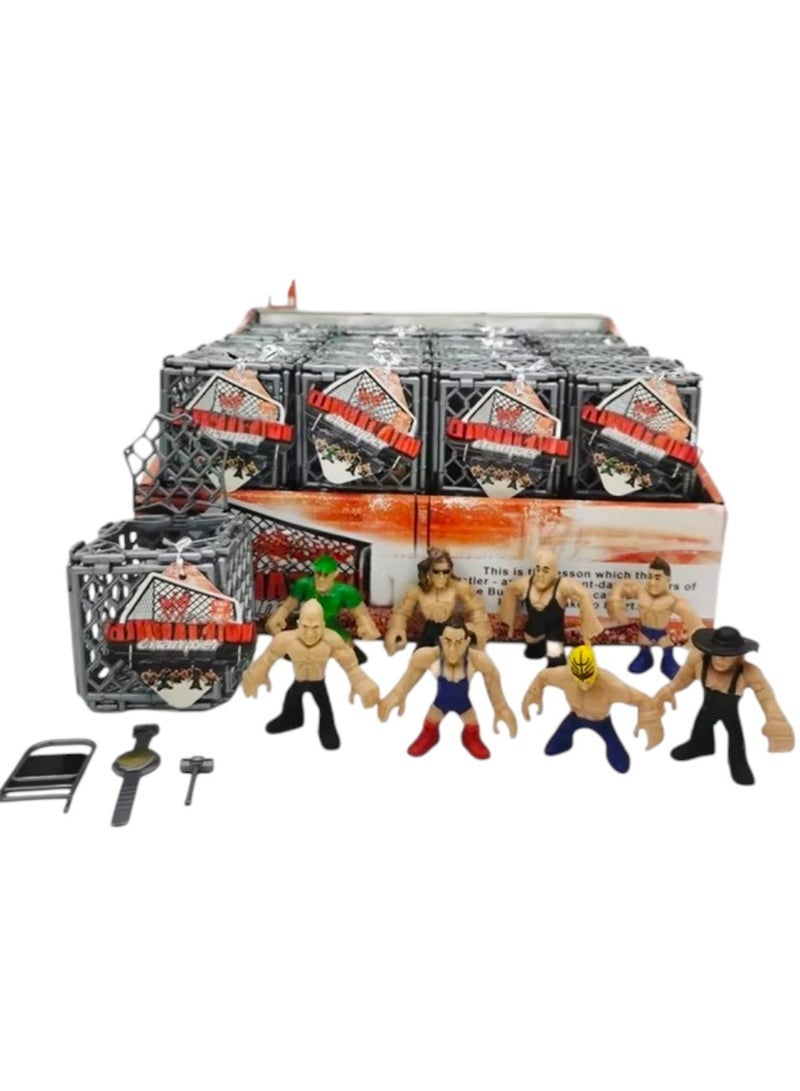 Wrestling Play Set with 2pc Action Figures Wrestlers, WWE Ring Wrestling Toys for Kids Boys