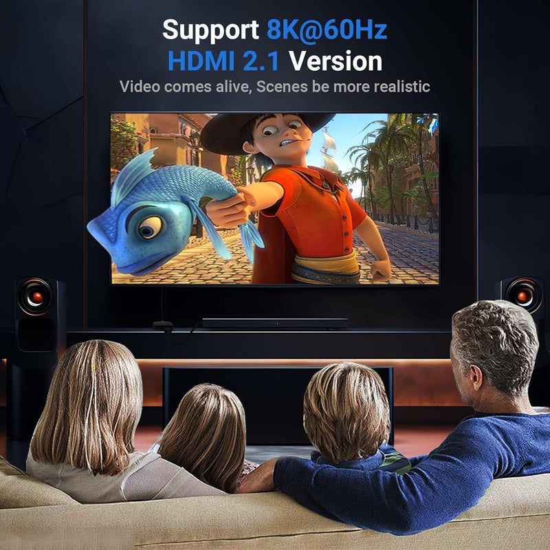 محول HDMI 2.1 بدقة 8K، محول HDMI ثنائي الاتجاه 2 مدخل و 1 مخرج يدعم 48Gbps و 8K@60Hz و 4K@144Hz و 4K@120Hz لأجهزة PS5 وHDTV وXbox وFire Stick (8K60Hz) - Image 5