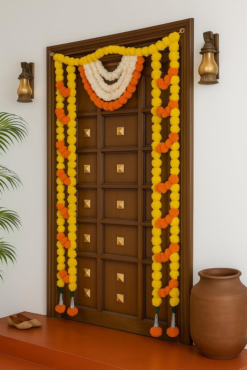 CraftVatika Toran for Main Door Entrance, Thoranam for Entrance Door, Diwali Decoration Items, Marigold Flower Torans Reusable Banderwal for Door Festival Decoration Items (48 Inch Length) - Image 4