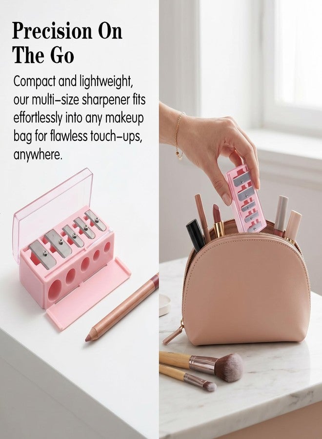 ADLABLD 2Pcs 5 Hole Long Point Manual Makeup Pencil Sharpener with Plastic Lid, Eye Pencil Sharpener for Women, Cosmetic Manual Tools for Eyeliner Eyebrow Lip Liner Pencils - Image 5