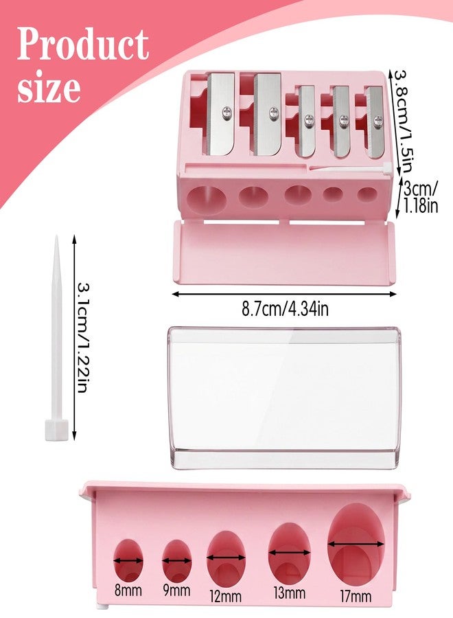ADLABLD 2Pcs 5 Hole Long Point Manual Makeup Pencil Sharpener with Plastic Lid, Eye Pencil Sharpener for Women, Cosmetic Manual Tools for Eyeliner Eyebrow Lip Liner Pencils - Image 2