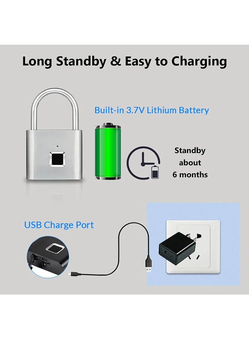 يوجي قفل بصمة الأصابع,قفل بصمة الأصابع مفتوح لمسة واحدة مع شحن USB للصالة الرياضية, الرياضة, خزانة موظف المدرسة, السياج, الحقيبة, الدراجة لا تطبيق, لا بلوتوث, لا مشاكل - Image 2