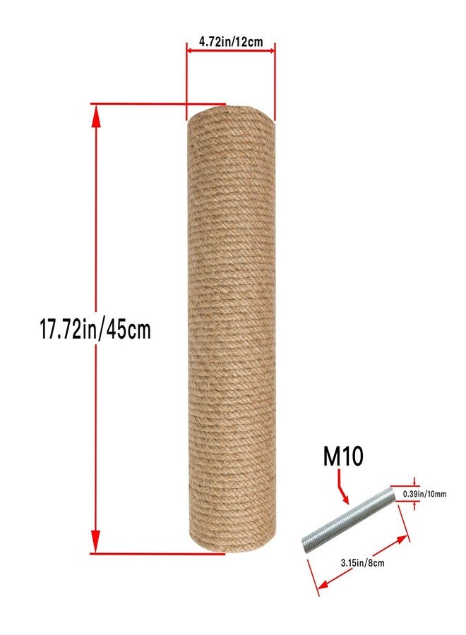 TQEW Replacement Cat Scratching Sisal Post Length 17.72in（45cm） Cat Tree Cat Scratching Post Extension Post with M10 Screw Replacement Cat Scratching Post Part - Image 2
