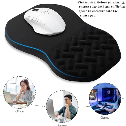 QDOAOF-Ergonomic Mouse Pad Wrist Support with Massage Design, Relieve Wrist Pain Mousepad, Wrist Rest Pain Relief Mousepad with Memory Foam&Non-Slip PU Base, Carpal Tunnel Syndrome (Black) - Image 5